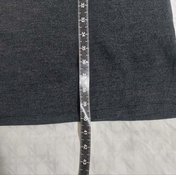 Eileen Fisher 100% Merino Wool Midi Sweater Dress Large Gray V-Neck Drawstring - Picture 6 of 9